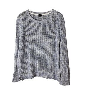 Talbots Sweater Size Medium Pullover Cotton Lavender Purple White Long Sleeves
